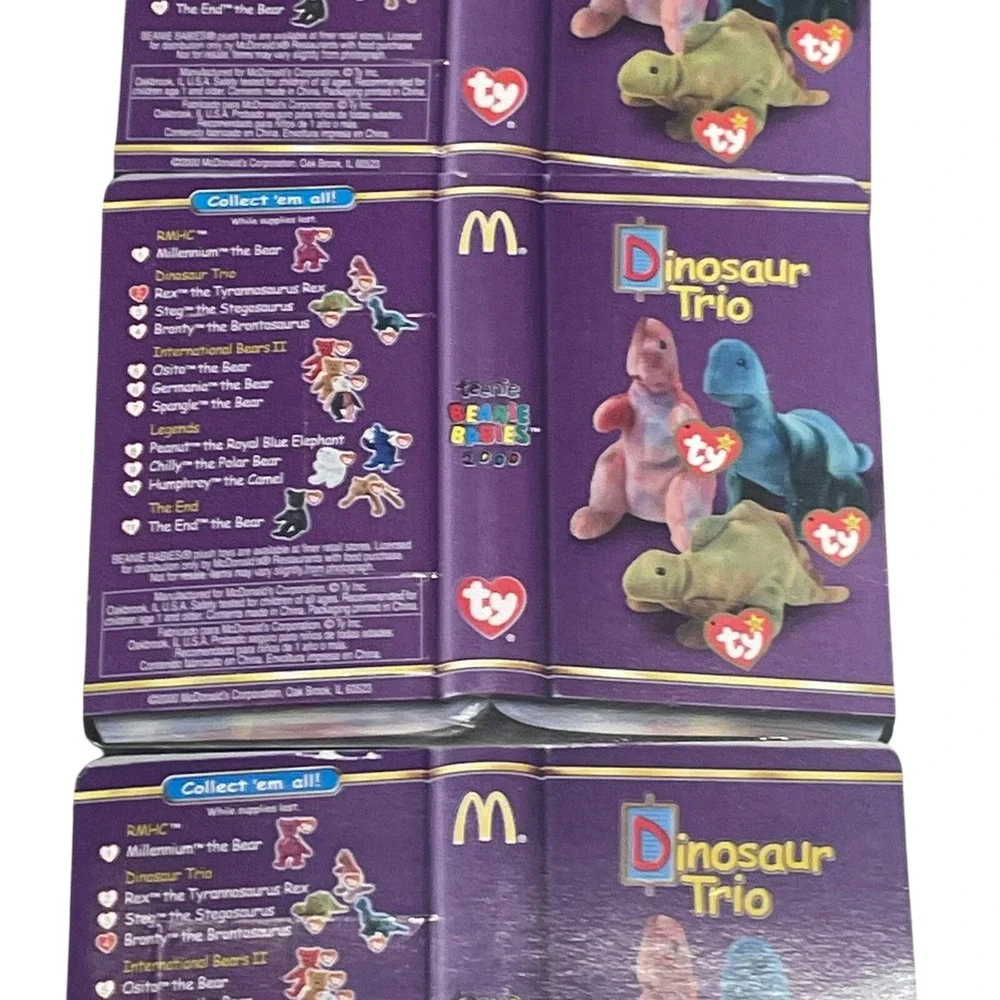 2000 Mcdonald's TY Beanie Babies Special Dinosaur Trio -3 Beanie‎ Set